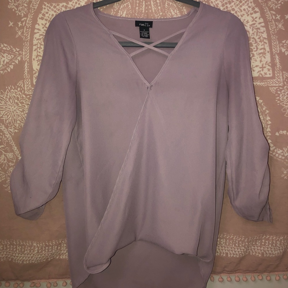 Rue 21- Lilac cross front blouse